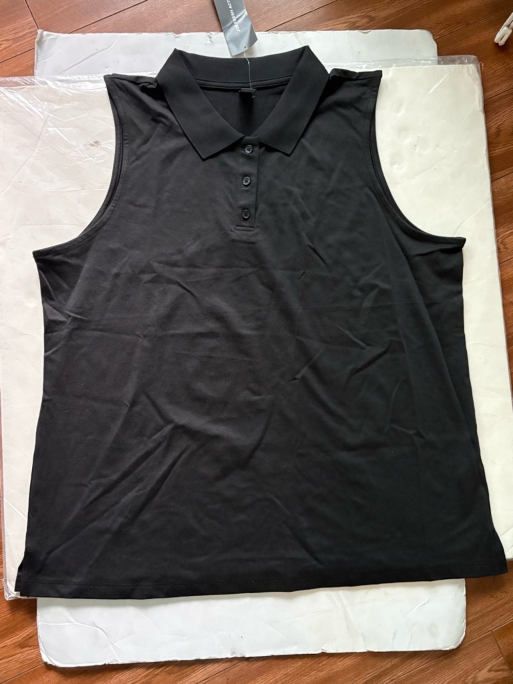 New Black Sleeveless Polo Shirt